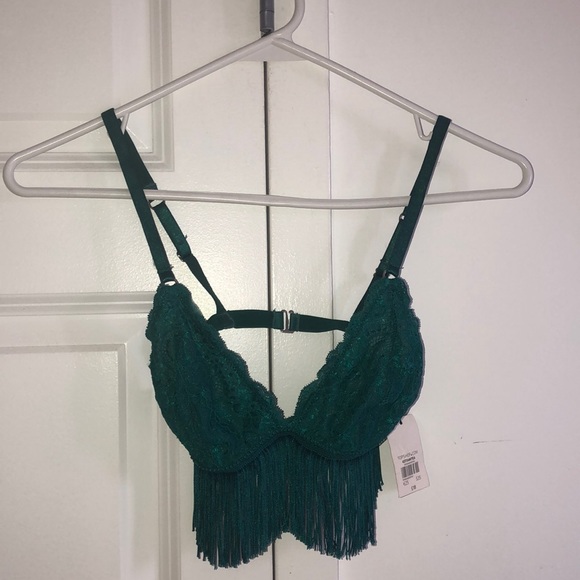 Teal fringe triangle bra. - Picture 2 of 2